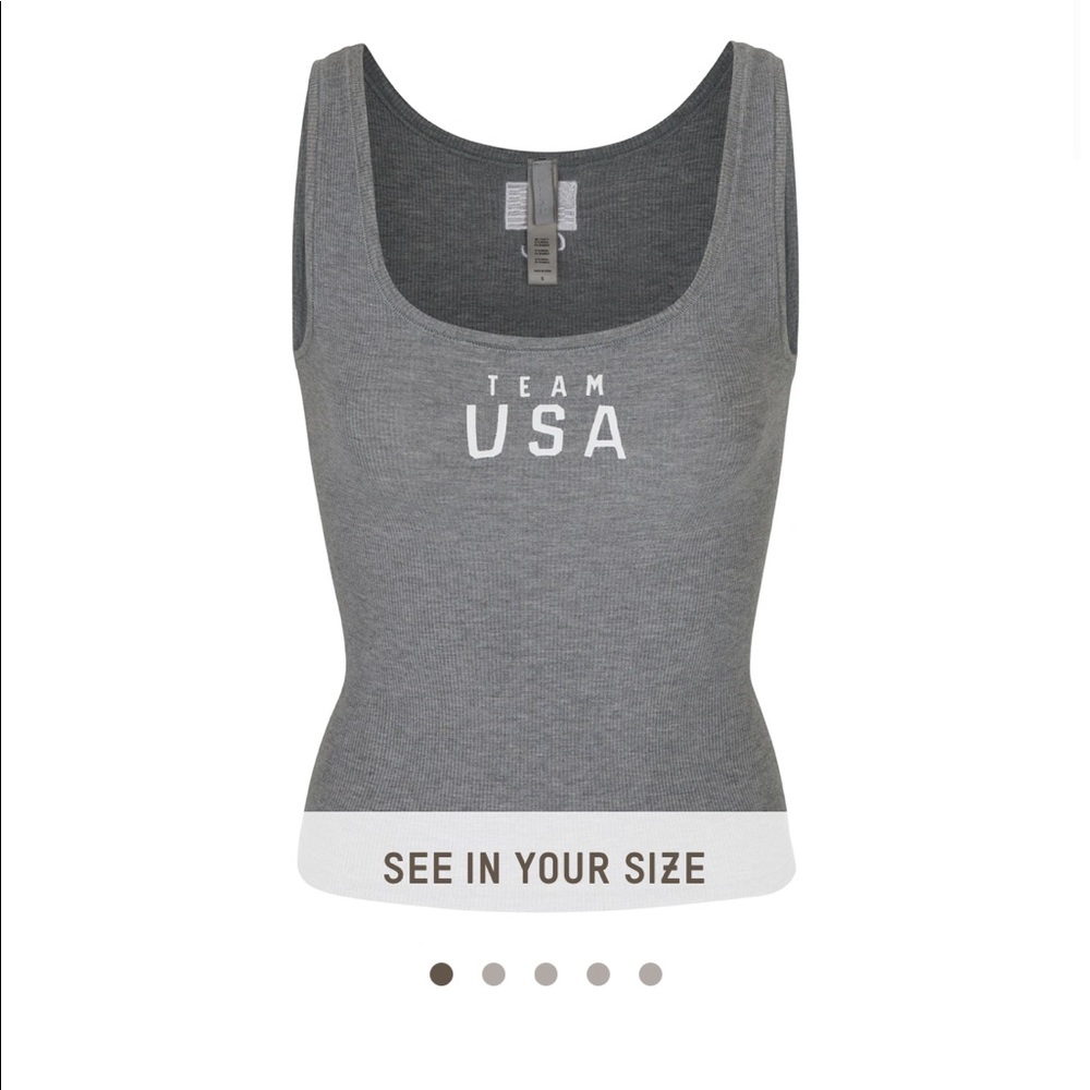 SKIMS Olympic Capsule Ribbed Scoop Tank XS Grey